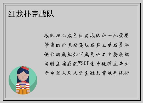 红龙扑克战队